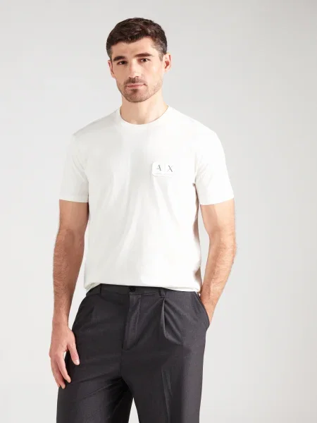 ARMANI EXCHANGE Tricou argintiu / murdar alb