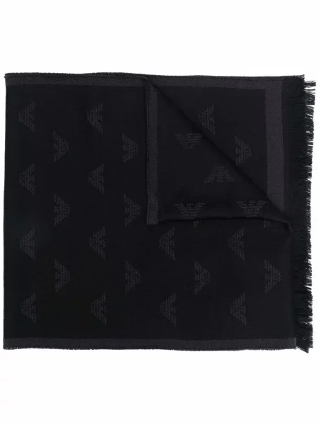 Fular Emporio Armani cu broderie negru