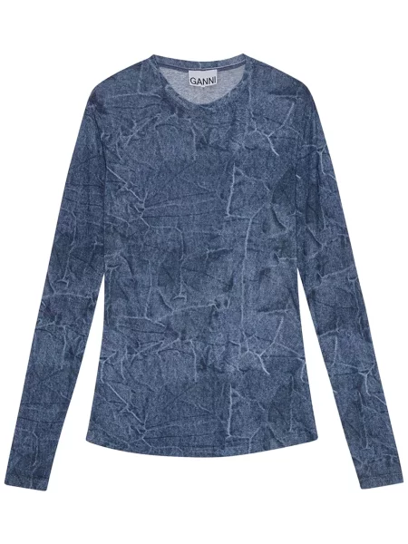 Top Ganni plasă albastru