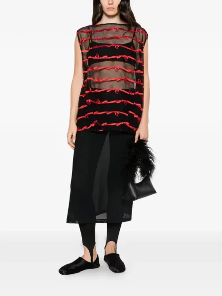 Top Simone Rocha cu funde plasă negru