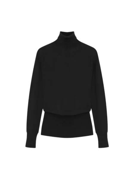 Lniany sweter z golfem áeron czarny