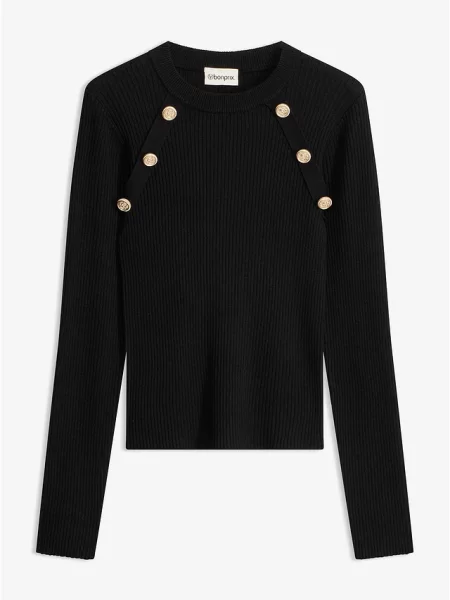 Sweter z cienkiej dzianiny z mieszanki czarny