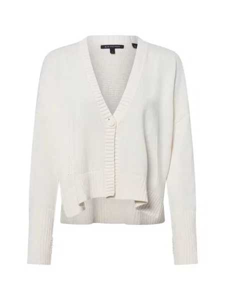 Armani Exchange Swetry Kobieta S Kardigan z Dekoltem w serek biały