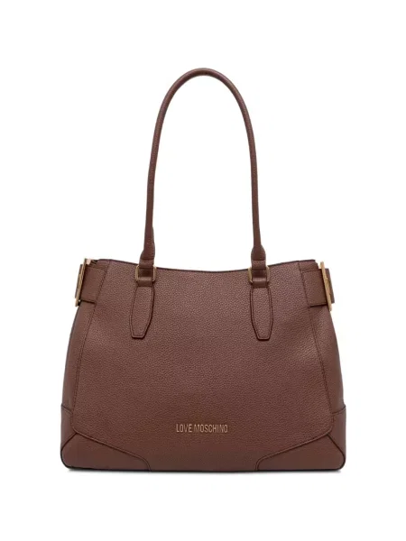 Geantă shopper Love Moschino cu cataramă cu autograf maro