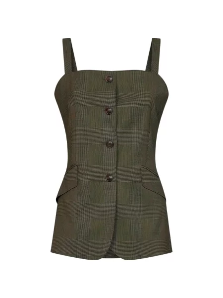 Top Max Mara de lână în carouri verde