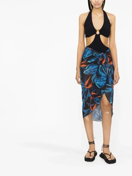 Fustă Louisa Ballou cu model floral cu imagine albastru