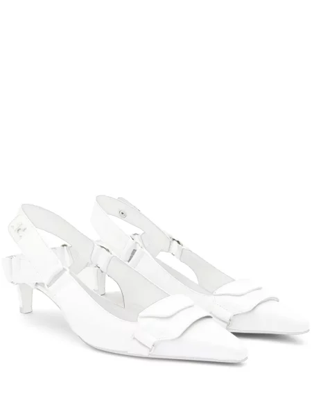 Pantofi cu toc Courreges din piele alb