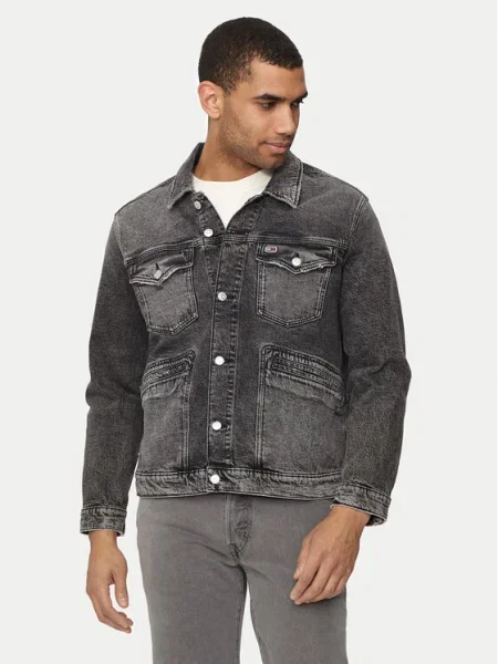 Tommy Jeans Geacă de blugi Isaac Gri negru