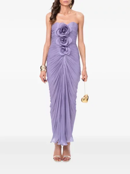 Rochie maxi Ana Radu cu model floral cu volane violet