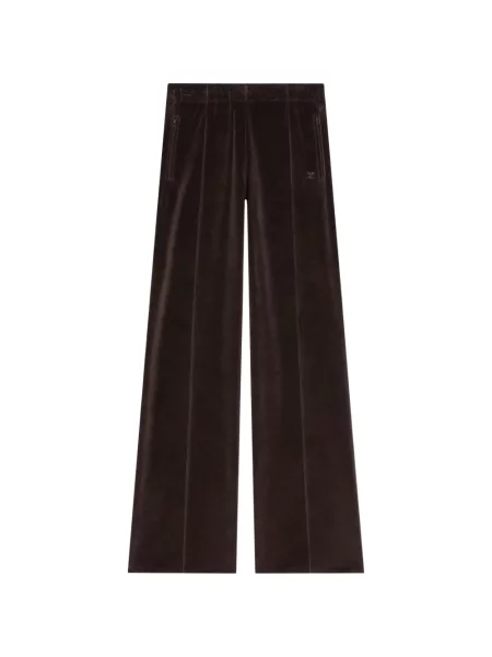 Pantaloni Courreges de catifea alergare roșu