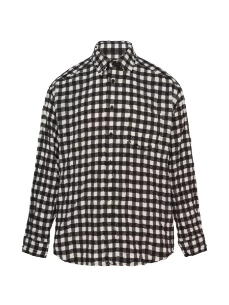 Cămașă Solid Homme în carouri negru