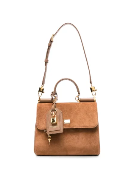 Geantă shopper Dolce & Gabbana cu autograf maro