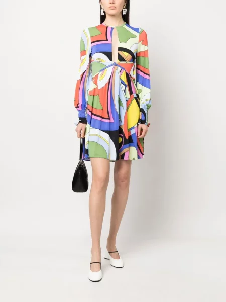 Raštuota kostiumas mini mini suknelė Moschino žalia