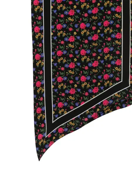 Fular Chloé de mătase cu model floral cu imagine negru