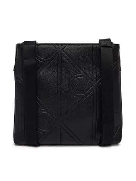 Calvin Klein Maža rankinė Emblem Emboss Slim Flatpack juoda