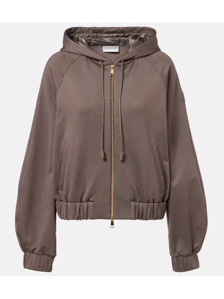 Hanorac cu glugă Moncler din jerseu gri