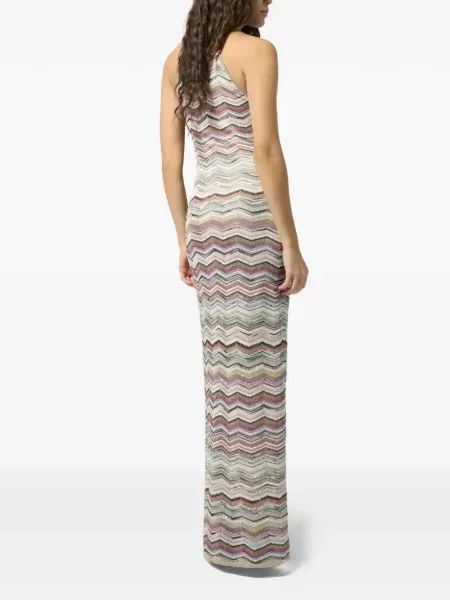 Rochie Missoni tricotate cu gât halter