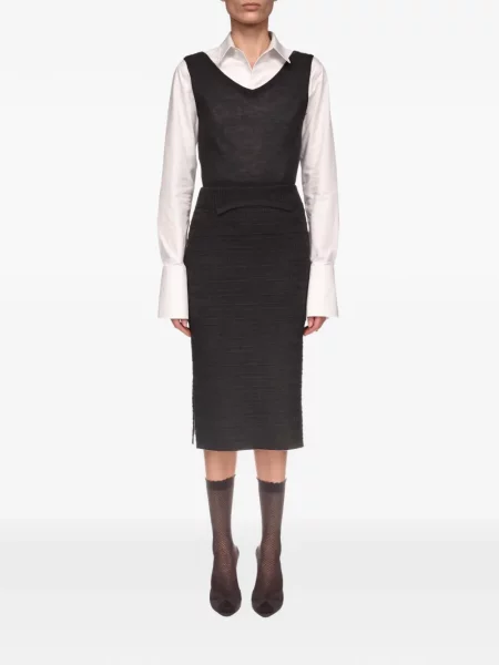 Fustă tip creion Victoria Beckham tricotate gri