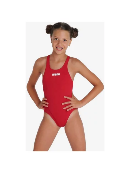 Dziewczęcy strój kąpielowy Arena Team Swim Tech w kolorze czerwono-białym czerwony