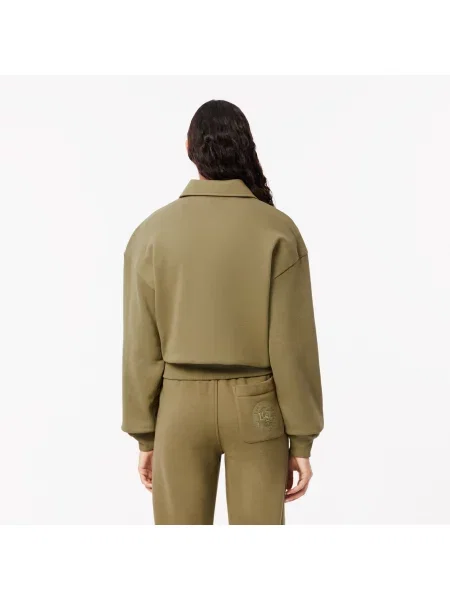 Lacoste Bluza Z Haftowanym Kołnierzykiem Polo zielona