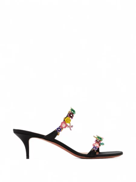 Sandale Amina Muaddi cu model floral negru