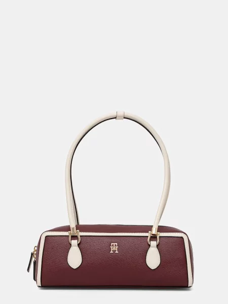 Zamatová kabelka typu bageta Tommy Hilfiger biela