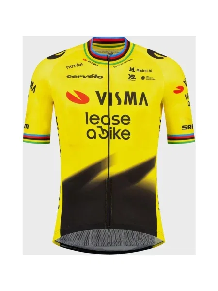 Koszulka rowerowa Team Visma Lease a Bike Replica World Champion krótki rękaw żółta XS czarna