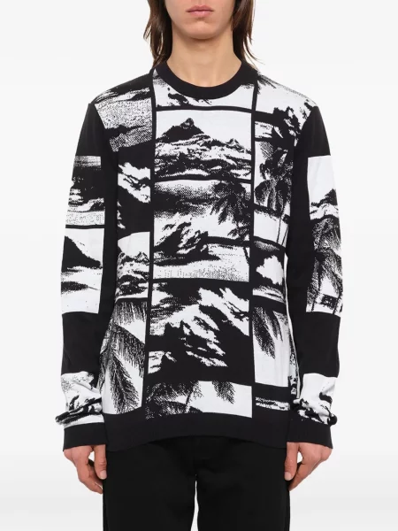 Pulover Kenzo cu imagine cu decolteu rotund negru
