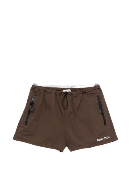 Pantaloni scurți Miu Miu cu imagine maro