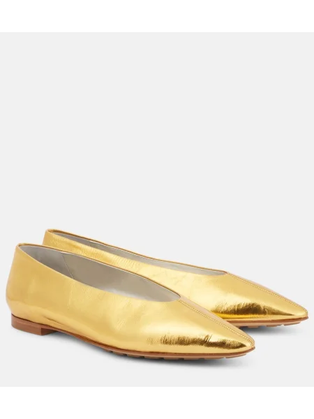 Balerini Bottega Veneta din piele auriu