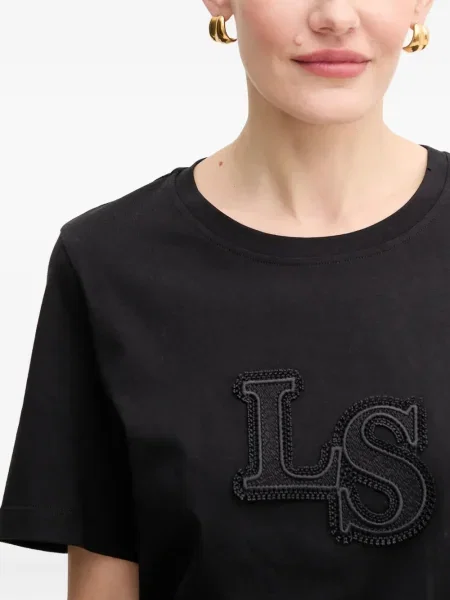 Tricou Luisa Spagnoli cu broderie negru
