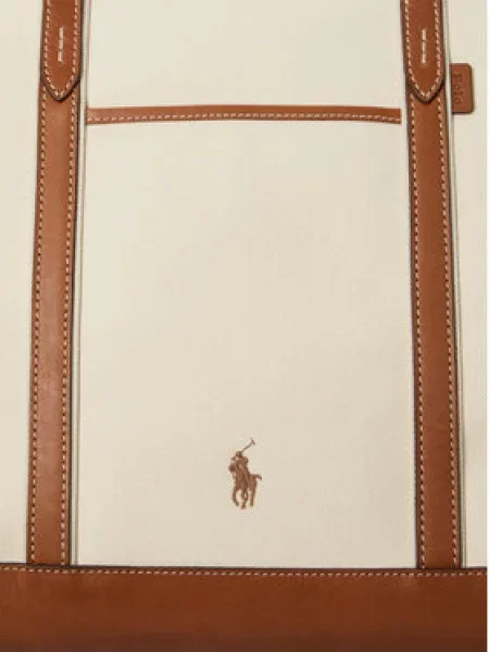 POLO RALPH LAUREN Shopper táska bőr hozzáadásával bézs