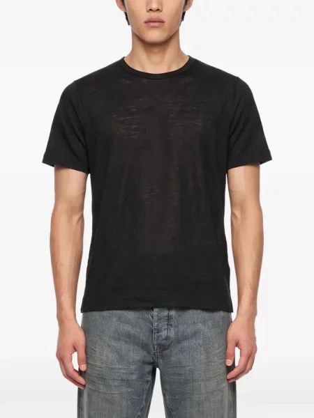 Tricou Manifatture Del Nord cu decolteu rotund negru