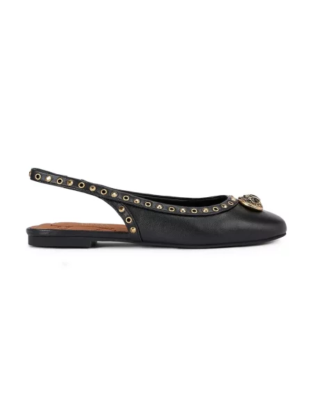 Кожени балеринки Kurt Geiger London Chelsea Ballet Sling с отворена черно