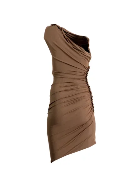 Rochie mini Atlein cu un umăr gol de costum mini maro