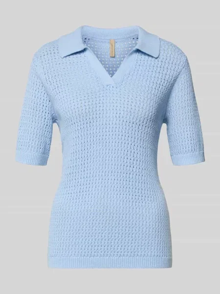 Sweter z dzianiny z kołnierzykiem polo i rękawem o dł. model DENEFA' Soyaconcept