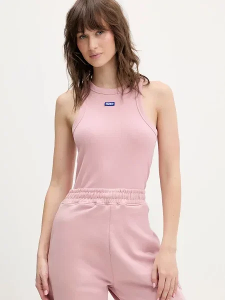 HUGO Blue top za žene od pamuka s elastanom Easy Tank_B plava