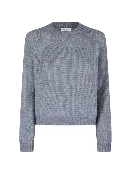 Pulover Roberto Collina cu decolteu rotund chunky albastru