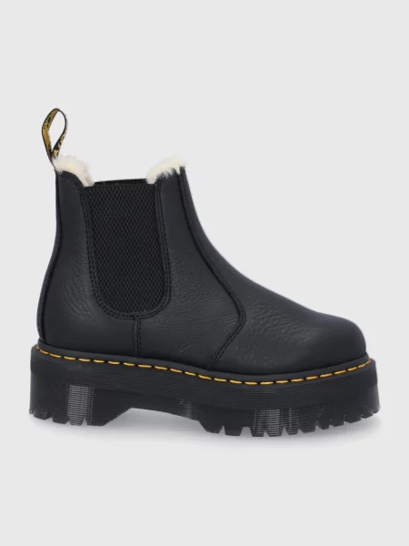 Dr. Martens ghete Chelsea de piele Quad FL femei cu platformă izolat negru