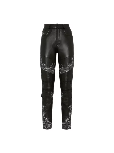 Długie spodnie Philipp Plein z wzorem paisley czarne