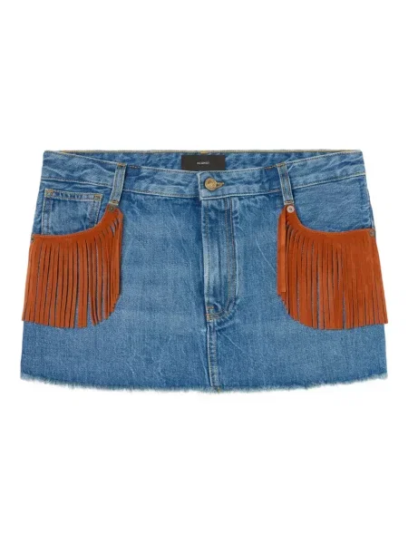 Fustă din denim Alanui cu franjuri albastru