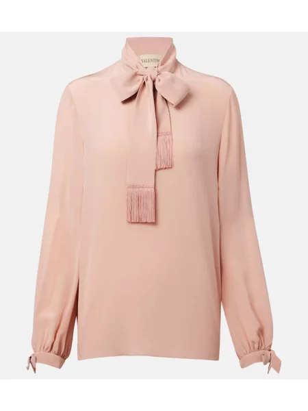 Jedwabny top Valentino z kokardką różowy
