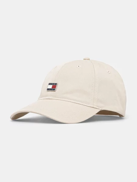 Шапка с козирка Tommy Jeans синьо с апликация бежово