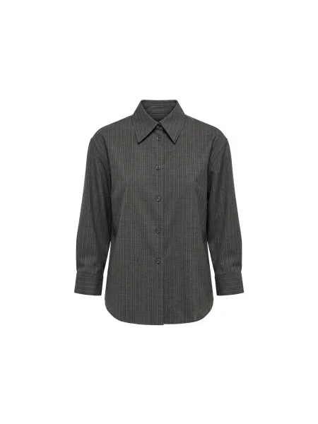 Koszula Jil Sander wełniana w paski szara