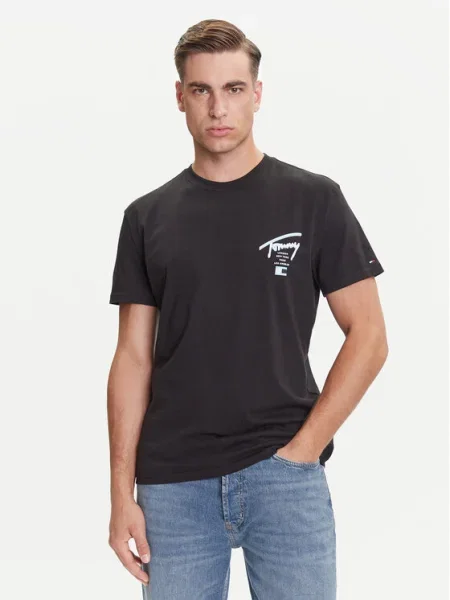 Тениска Tommy Jeans с принт черно