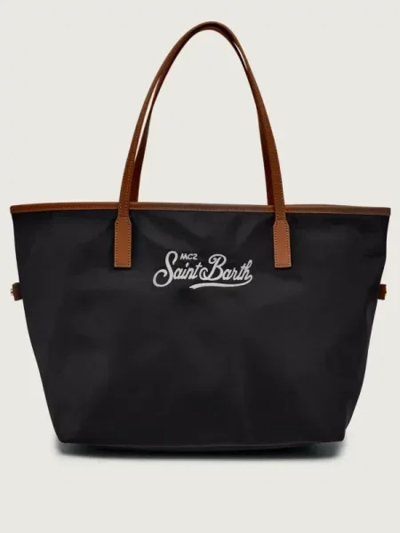ST.Barth Geantă shopper CITY cu adaos de piele negru