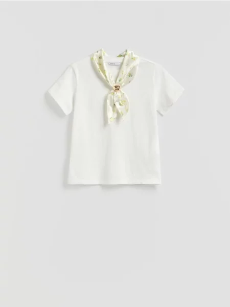 Reserved Tricou cu eșarfă crem
