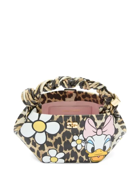 Geantă Ganni cu imagine cu imprimeu animal print maro