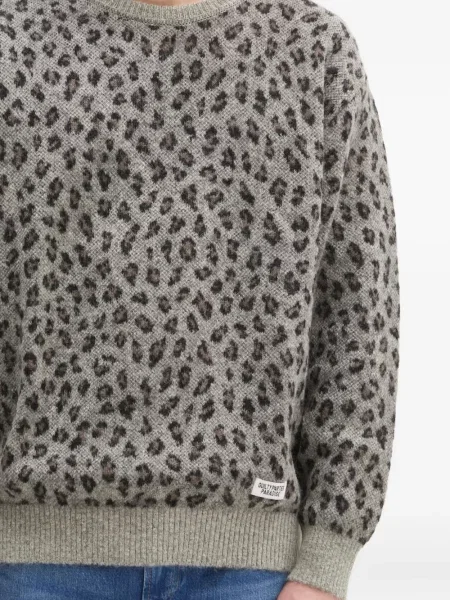 Пуловер Wacko Maria с принт с леопардов принт с кръгло деколте сиво