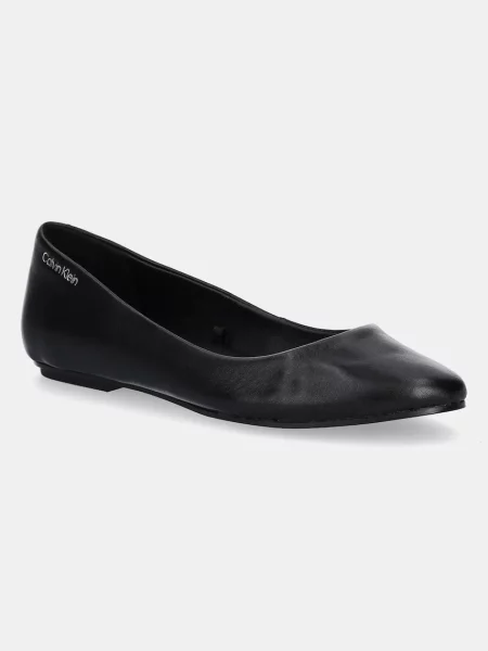 Кожени балеринки Calvin Klein FLAT MARY JANE LTH черно